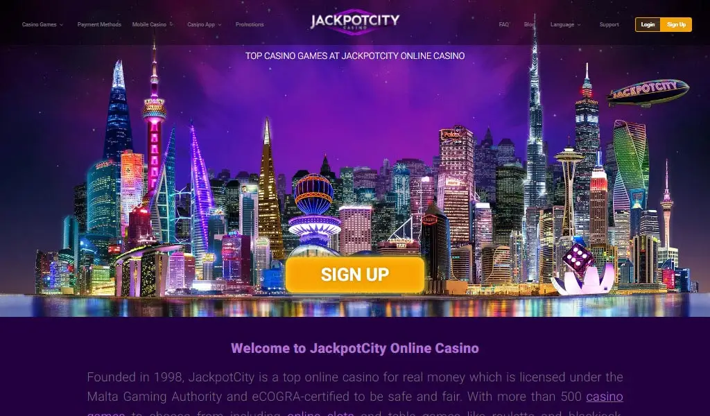 JackpotCity - Casino online con RTP del 97,2% JackpotCity, casino online que paga jackpots millonarios con licencia de la Malta Gaming Authority y certificación eCOGRA