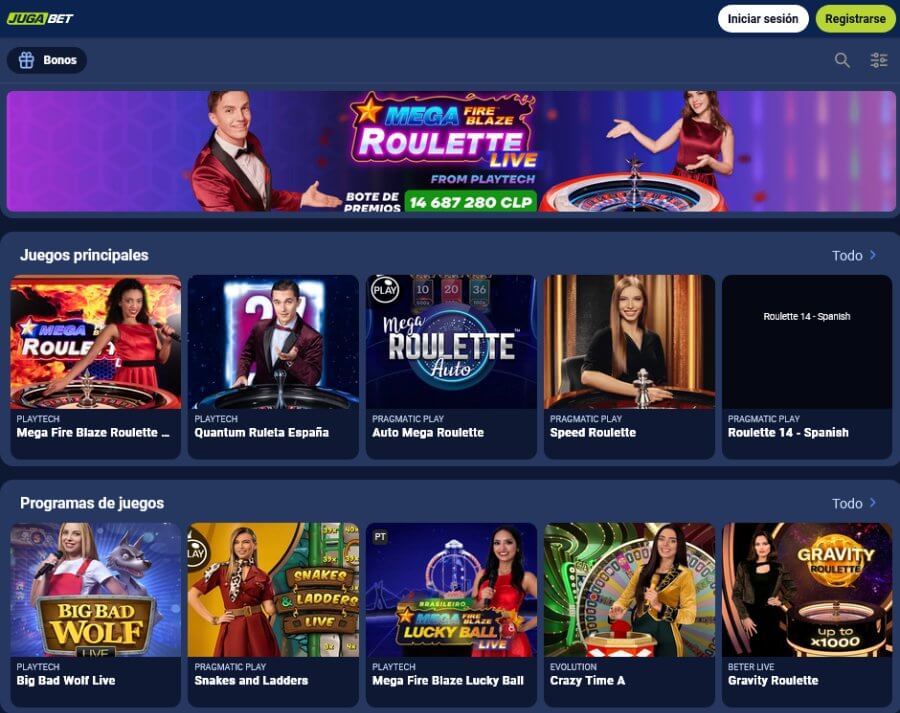 Jugabet - Casino online que paga en Chile Jugabet, casino online que paga en pesos chilenos con ruleta en vivo y juegos de Playtech